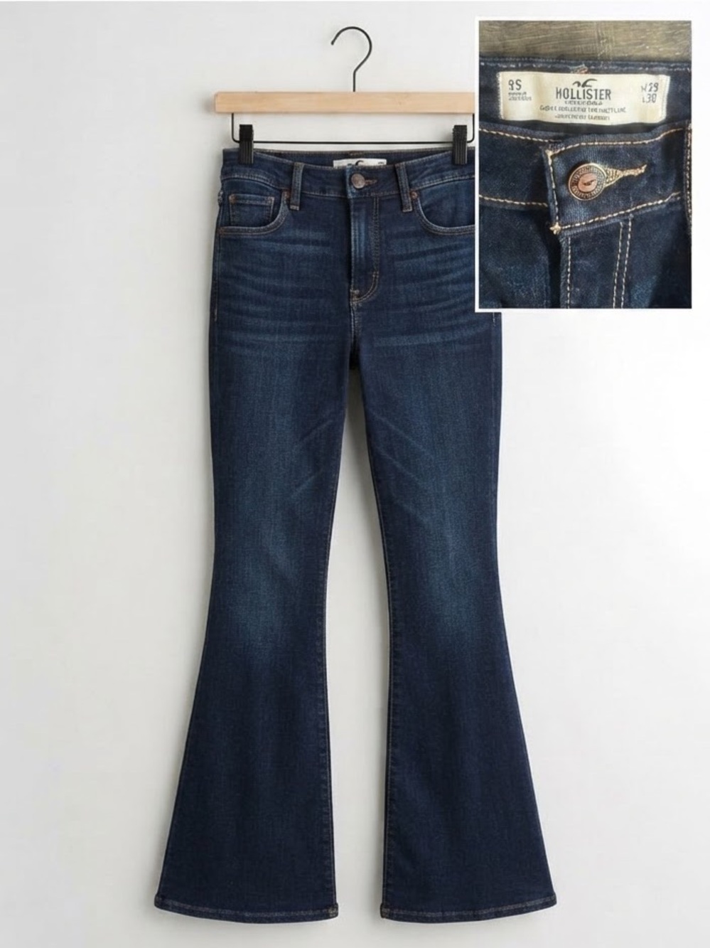 Hollister Curvy High Rise Flare Jeans Dark Wash Size 9 Short